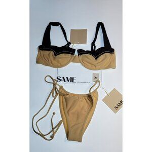 SAME Los Angeles Swim Bikini SeT  Top Underwire Western and Bottom Faux Suede S